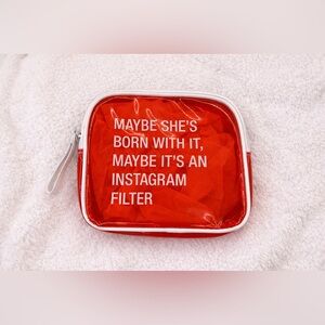 Hallmark Red Vinyl Cosmetic Pouch with White Text